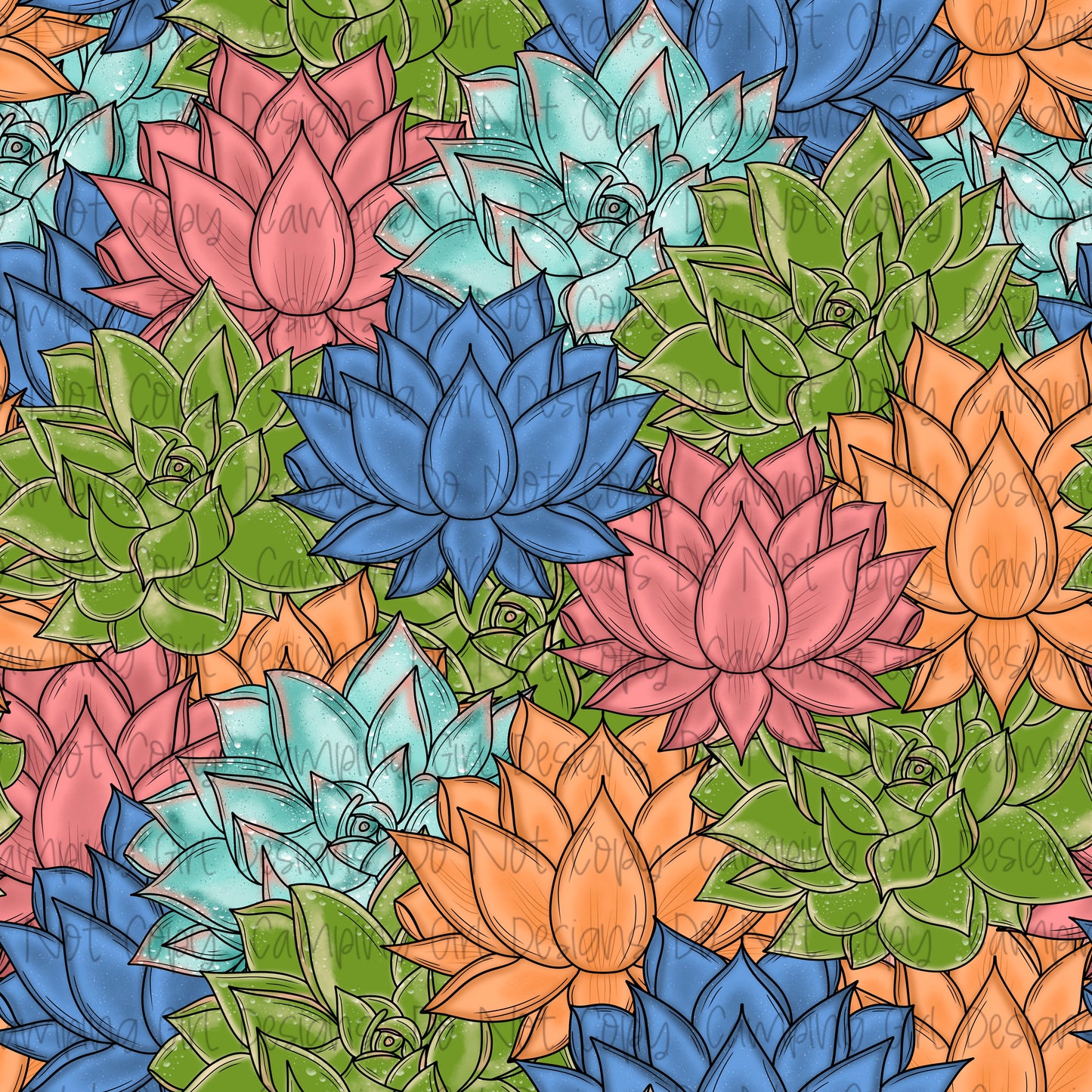 Lotus flower 12x12 seamless PNG image