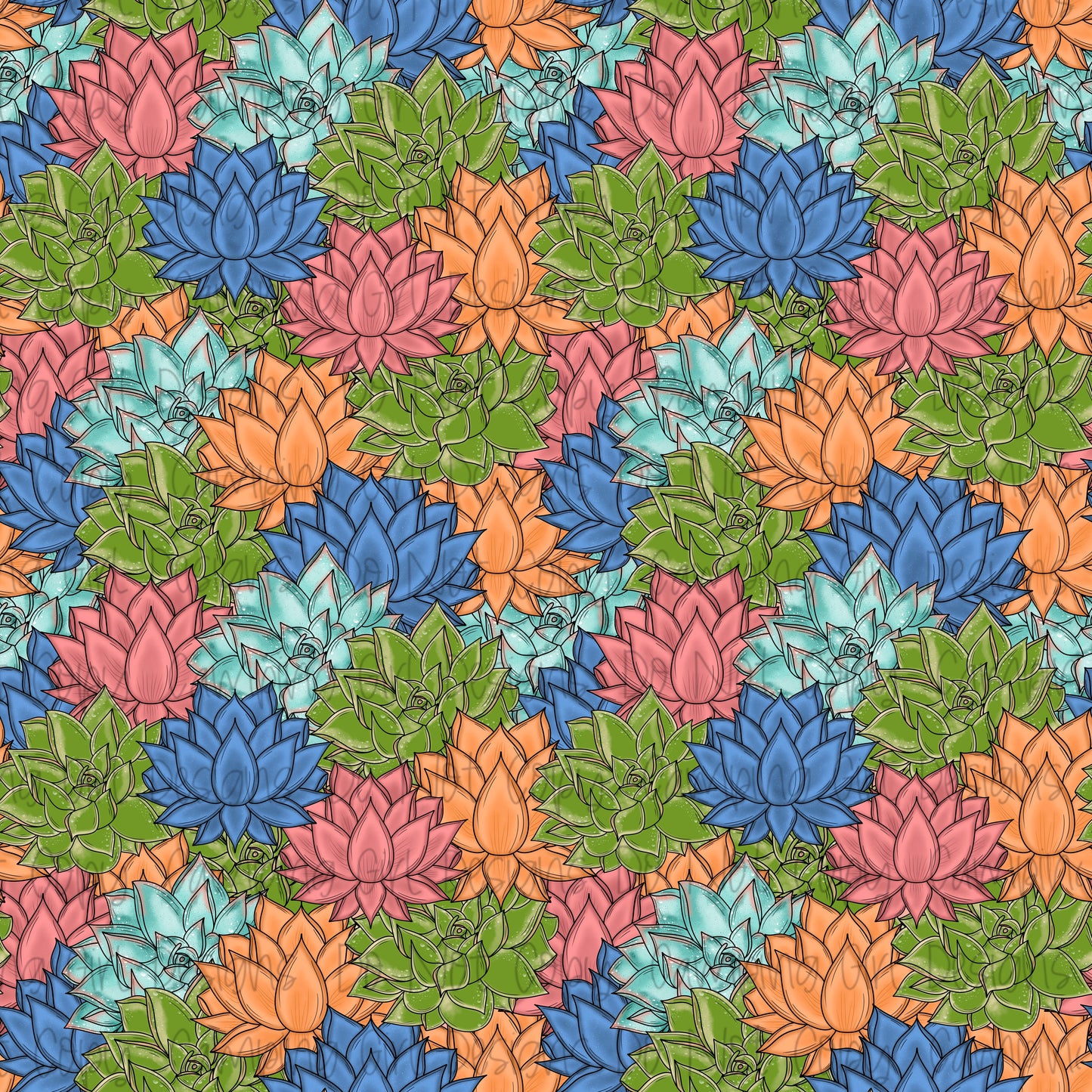 Lotus flower 12x12 seamless PNG image