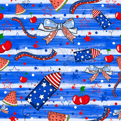 Patriotic fireworks 12x12 seamless PNG image
