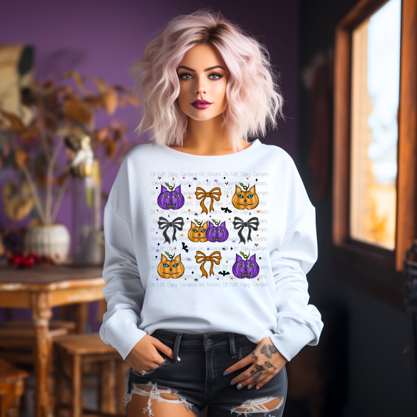 Happy Catoween Bows Halloween PNG image