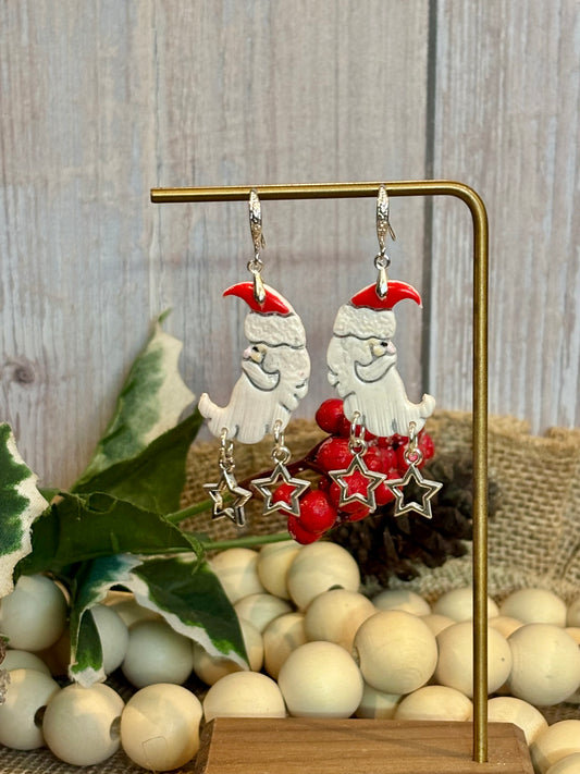 Santa moon clay earrings