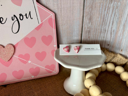 Gingham heart earrings