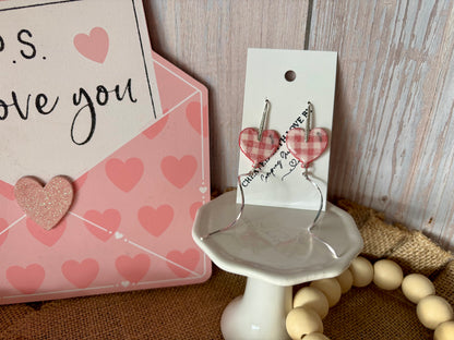 Gingham heart earrings