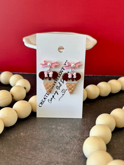 Mouse ice cream cone earrings