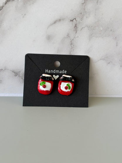 READY TO SHIP Strawberry Jam Jar Clay Earrings