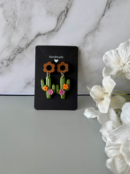 READY TO SHIP Cactus Clay Earrings