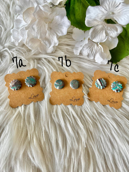 Turquoise, brown and white clay earring collection