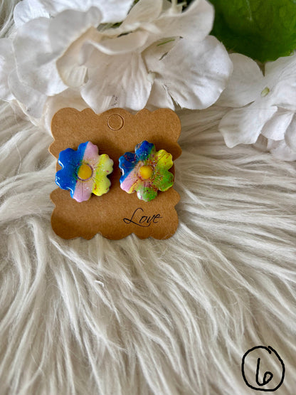 Rainbow multicolor clay earring collection