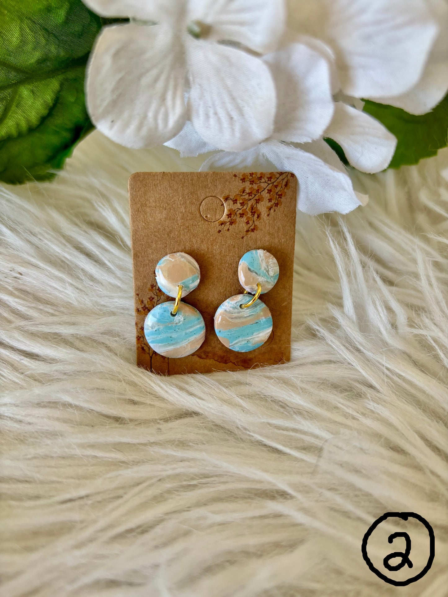 Blue, sand and white beach colored clay earring collection