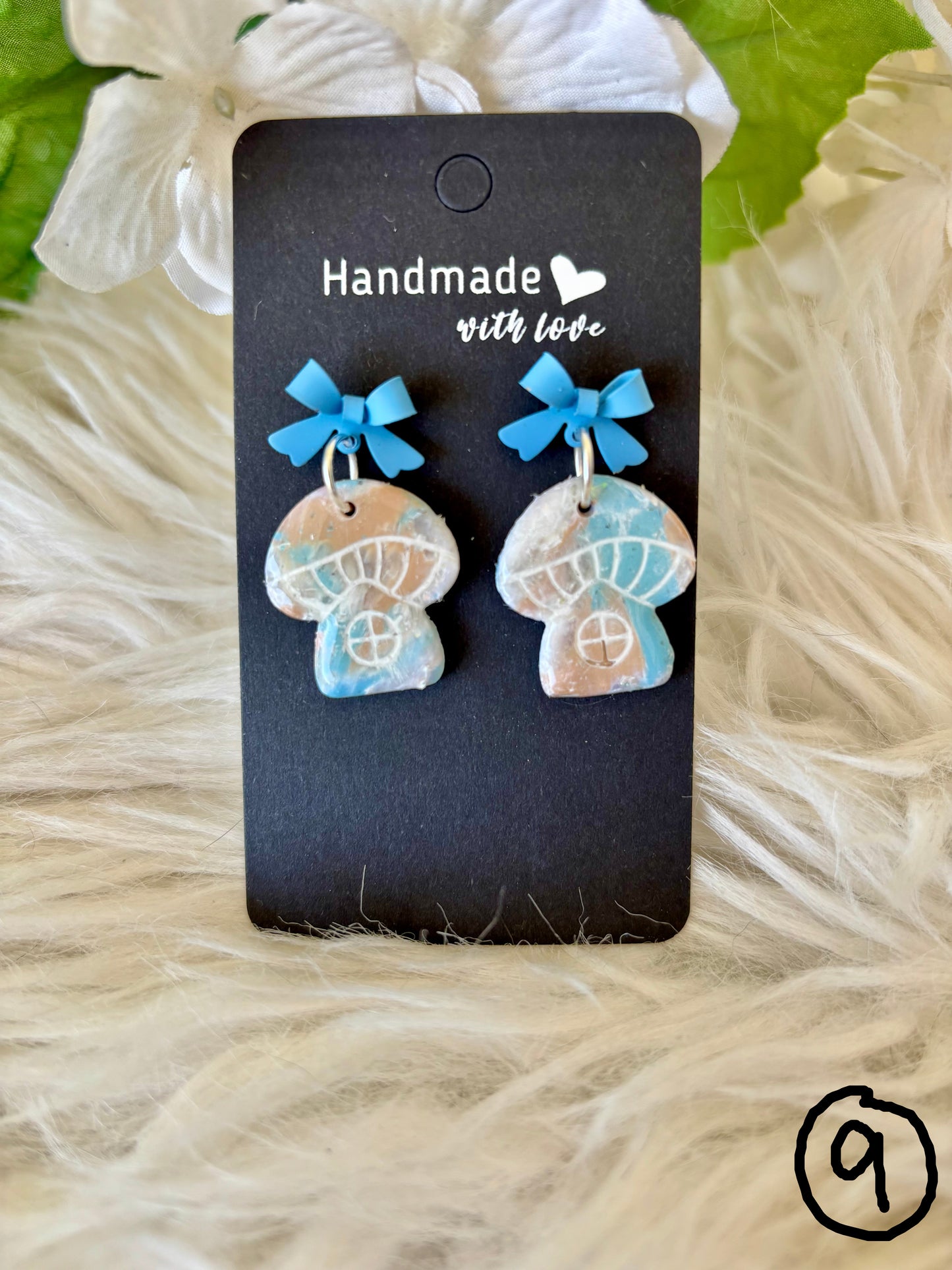 Blue, sand and white beach colored clay earring collection