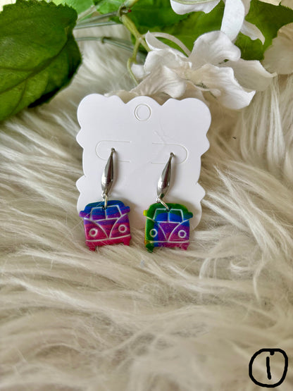 Rainbow multicolor clay earring collection set 2