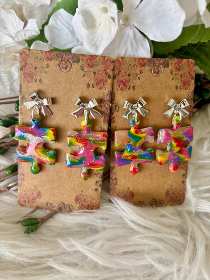 Rainbow multicolor clay earring collection set 3