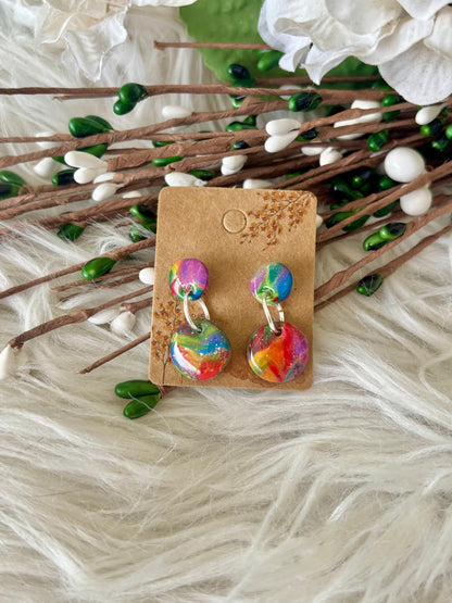 Rainbow multicolor clay earring collection set 3