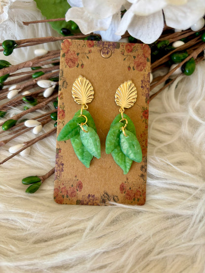 Dangle leaf Clay Earrings