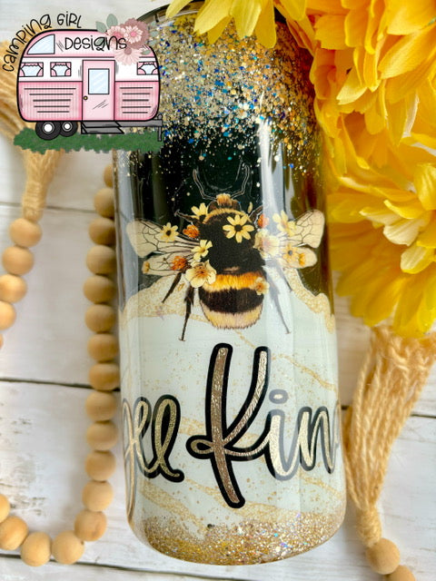 Bee kind 22oz thick glitter tumbler