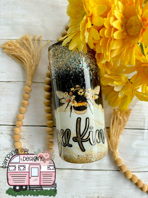 Bee kind 22oz thick glitter tumbler