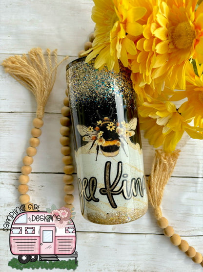 Bee kind 22oz thick glitter tumbler