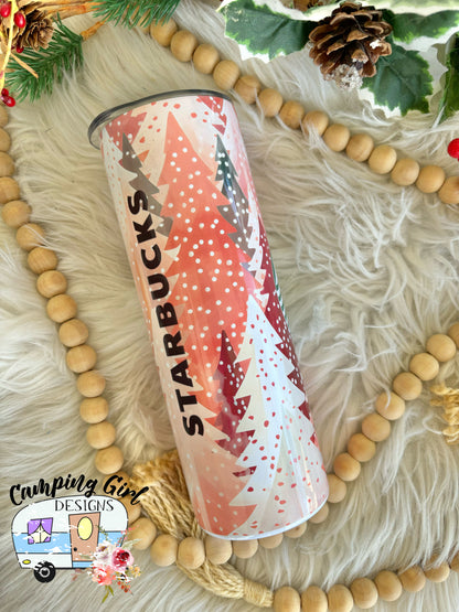 READY TO SHIP 20 oz pink Christmas coffee sublimation tumbler