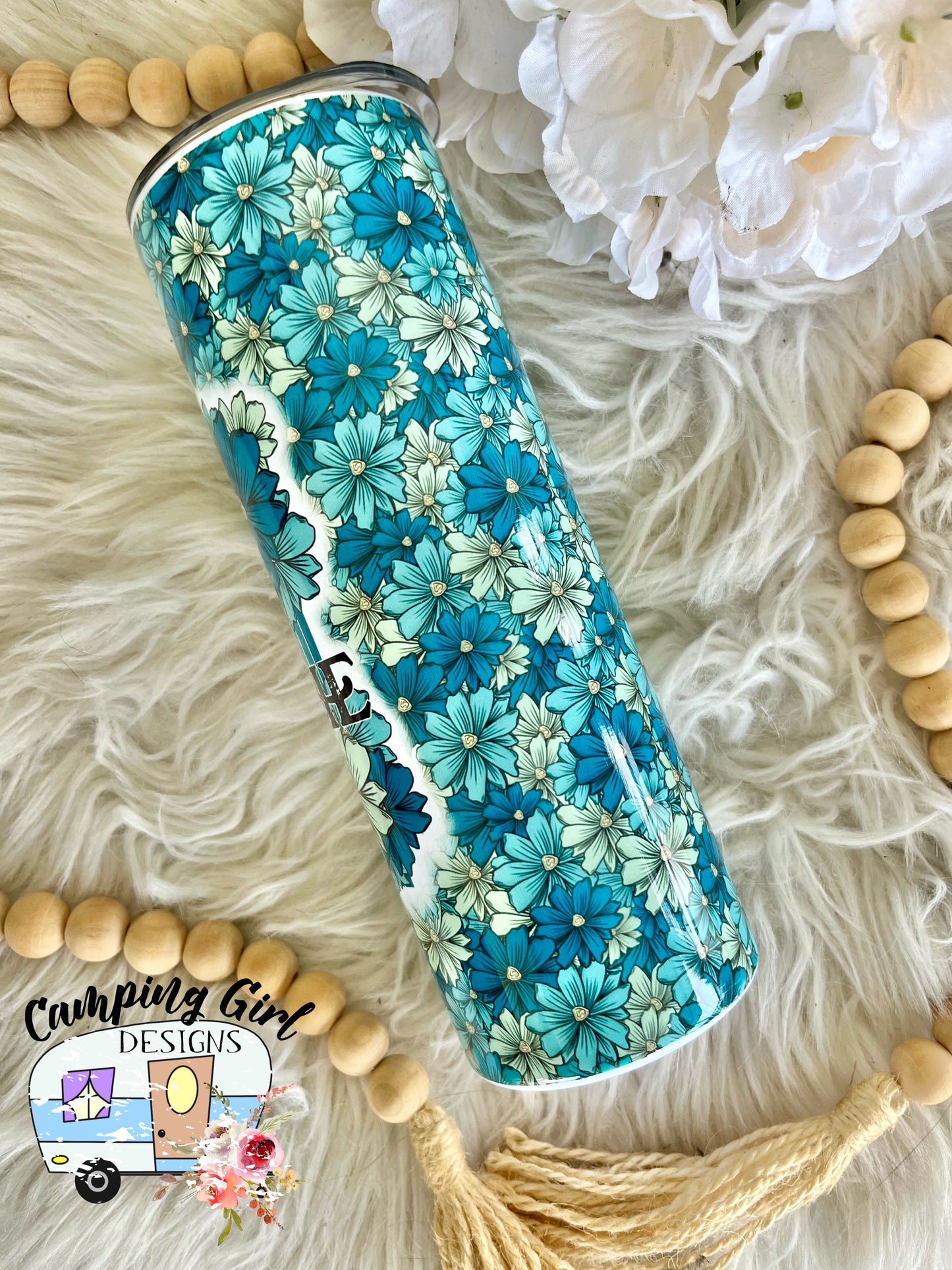 READY TO SHIP 20 oz Just Breathe floral sublimation tumbler