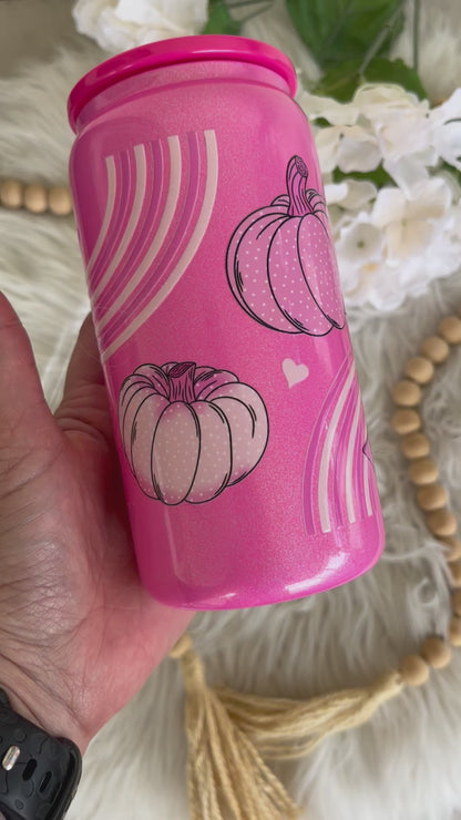 READY TO SHIP 16 oz Breast Cancer Awareness glass tumbler