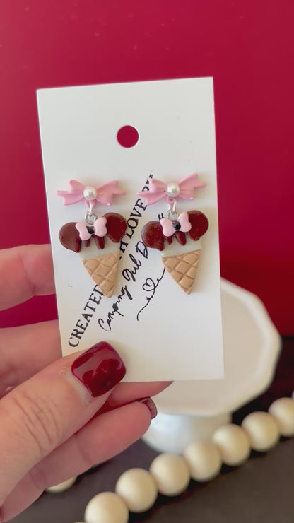 Mouse ice cream cone earrings