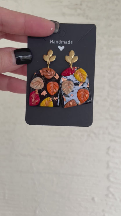 READY TO SHIP Fall Leaves Montage Clay Earrings