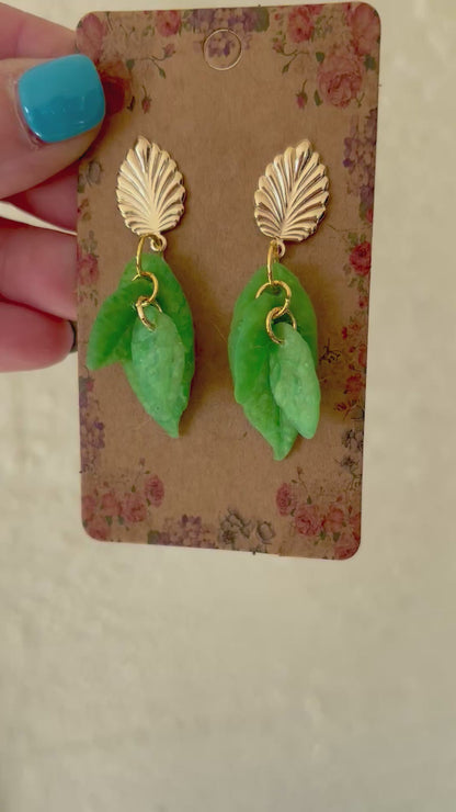 Dangle leaf Clay Earrings