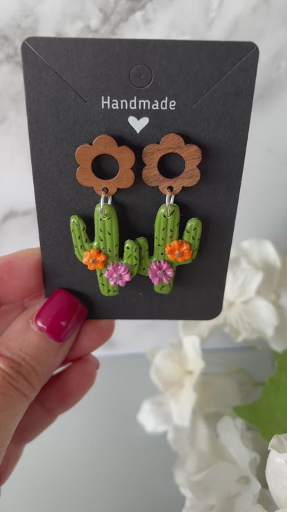 READY TO SHIP Cactus Clay Earrings