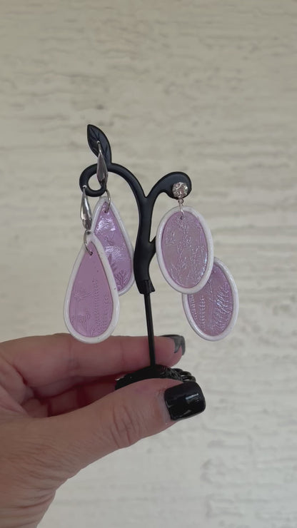 READY TO SHIP Beautiful Pastel Embossed Dangle Clay Earrings. Your choice of style!!