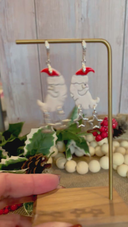 Santa moon clay earrings