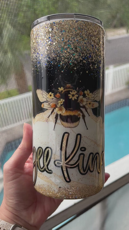 Bee kind 22oz thick glitter tumbler