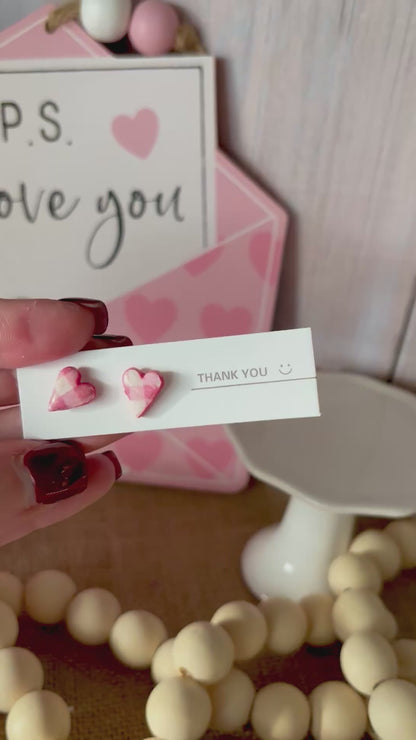 Gingham heart earrings