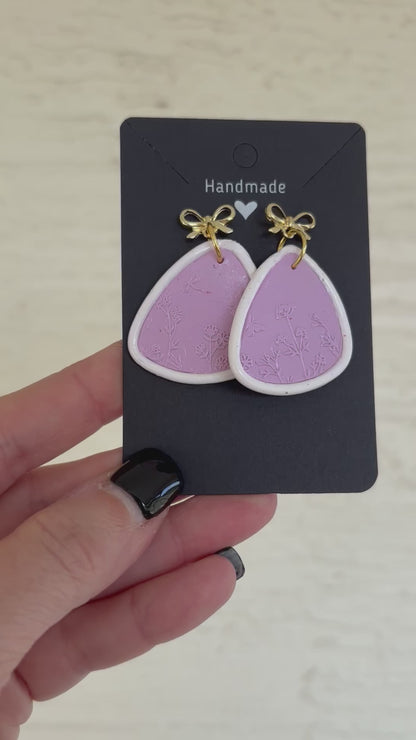 READY TO SHIP Beautiful Pastel Embossed Dangle Clay Earrings. Your choice of style!!