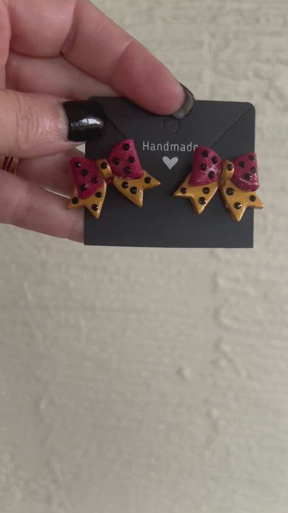 Bow Clay Earrings. Your choice of colors!!
