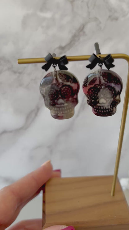 READY TO SHIP Dia de los Muertos Sugar Skull Clay Earrings