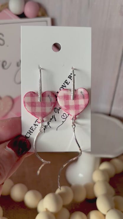 Gingham heart earrings
